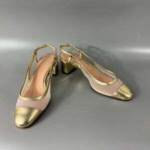 NWOT J. Crew Millie Slingback Heels With Metallic Mesh, Size 6